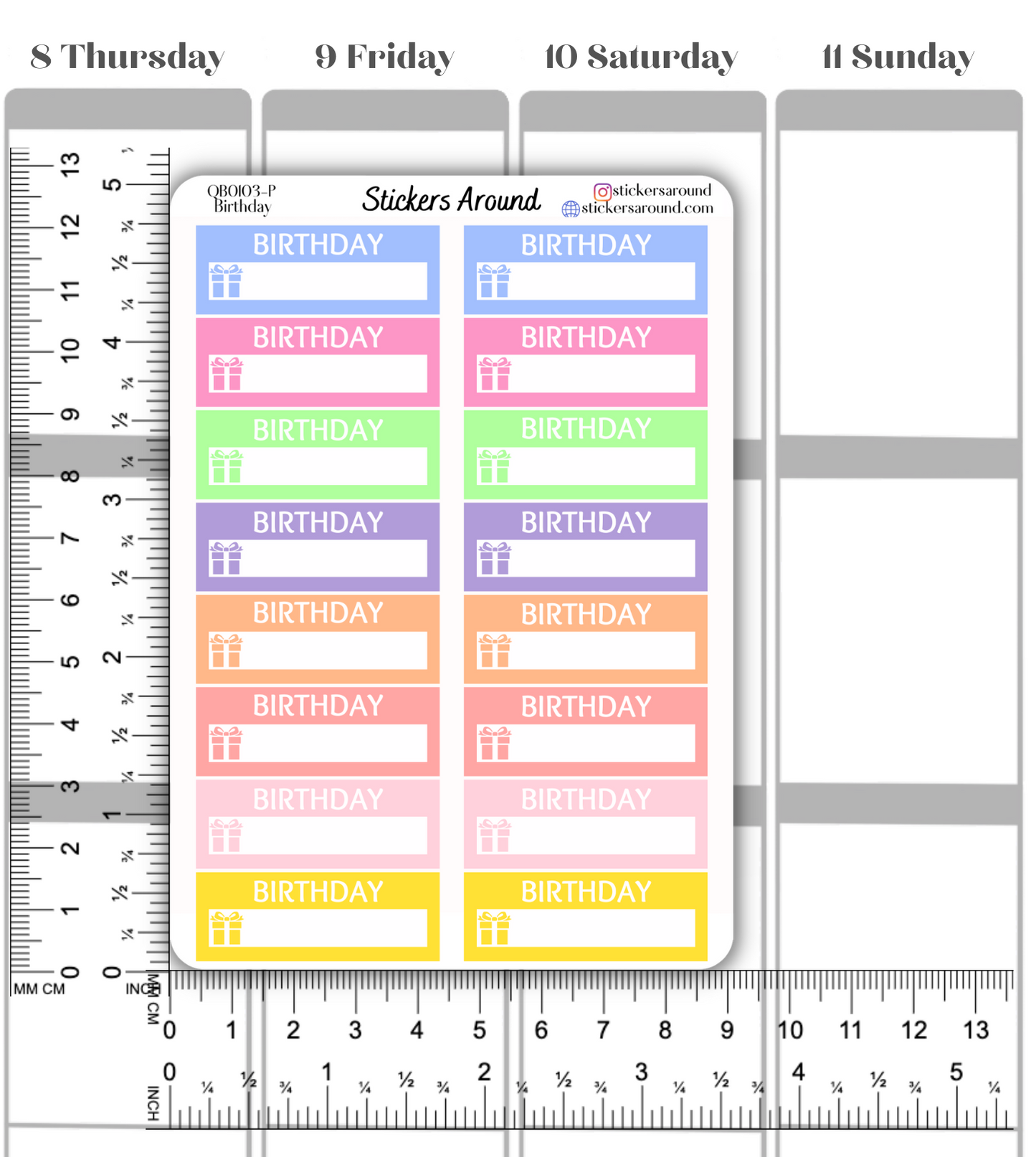 Birthday Quarter Box Planner Sticker