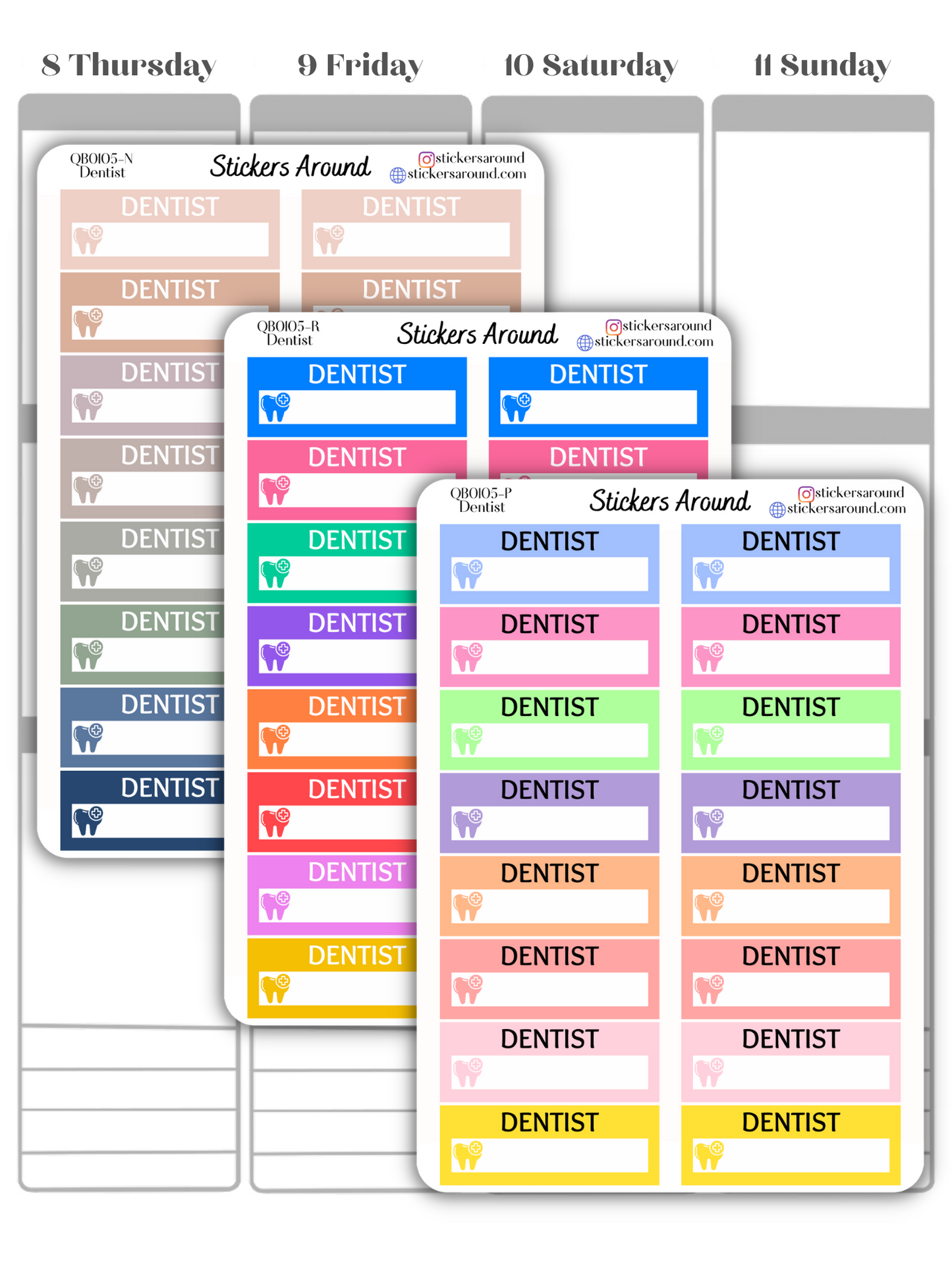 Dentist Appointment Quarter Box Planner Sticker
