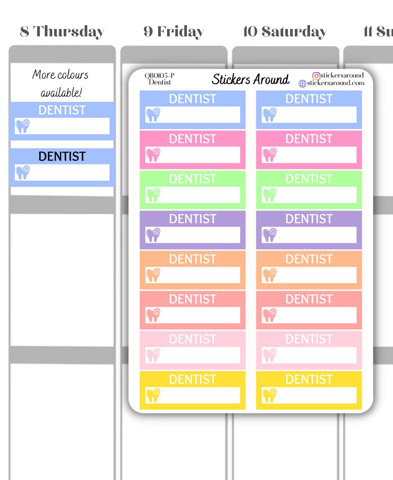 Dentist Appointment Quarter Box Planner Sticker