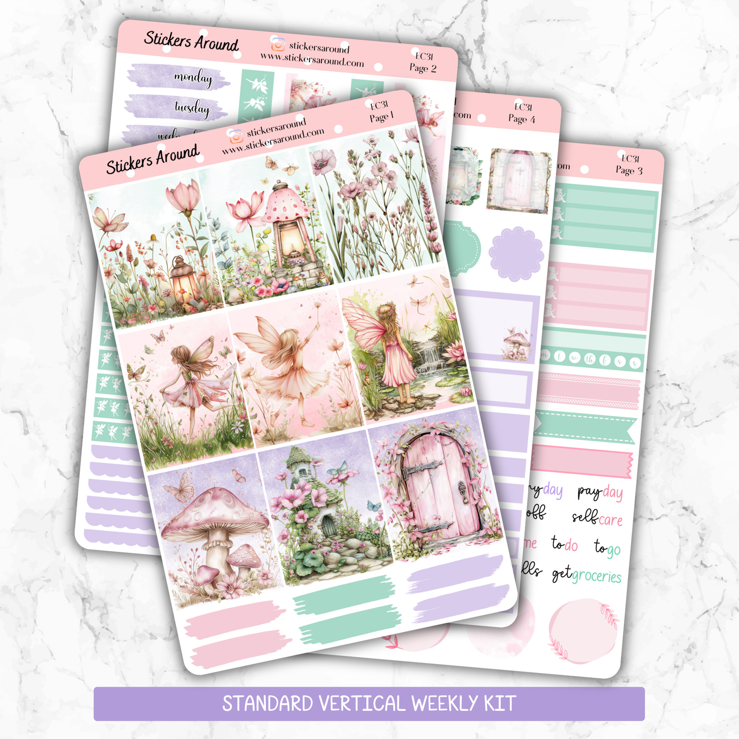 Fairy Garden - Vertical Weekly Kit Planner Stickers (New Format)