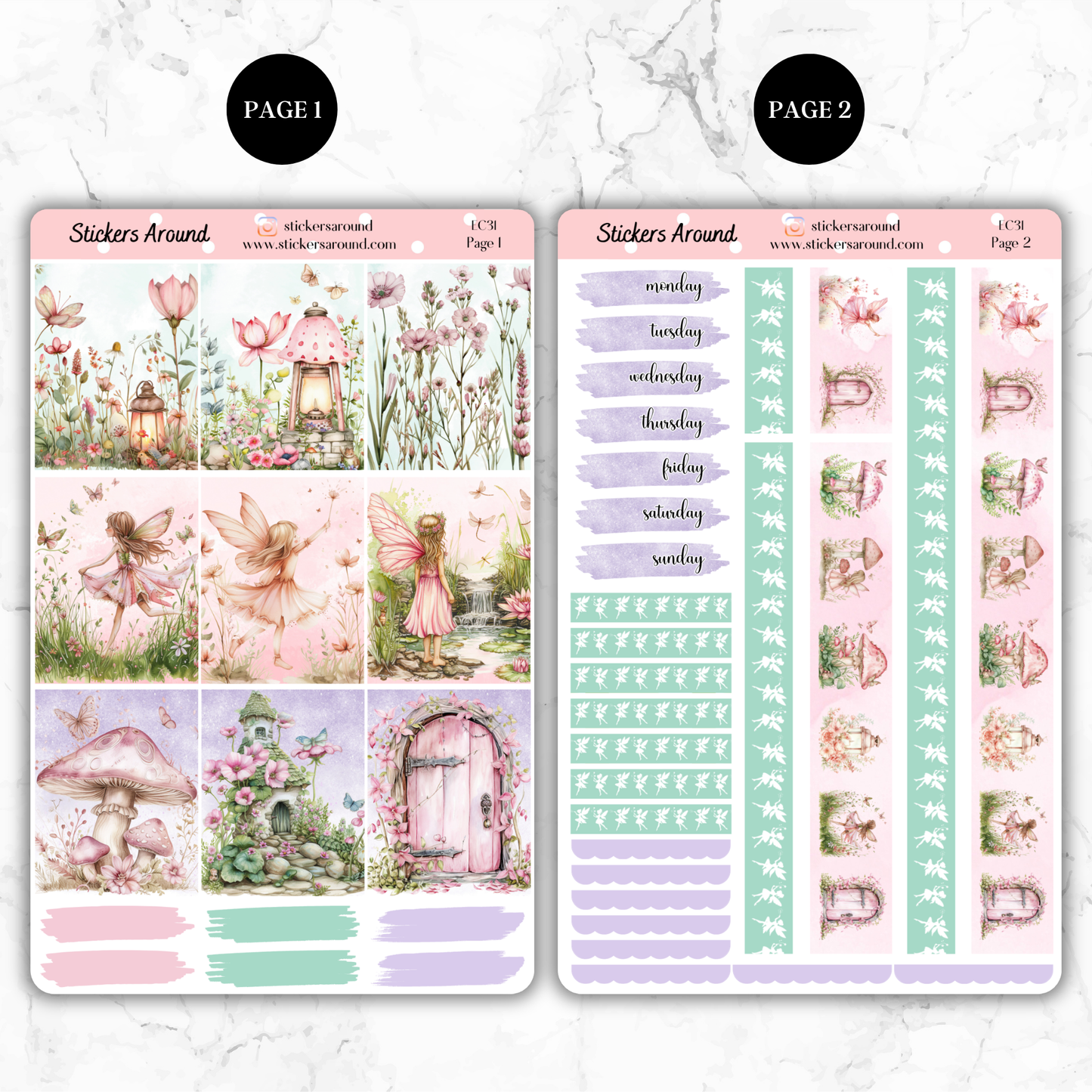 Fairy Garden - Vertical Weekly Kit Planner Stickers (New Format)