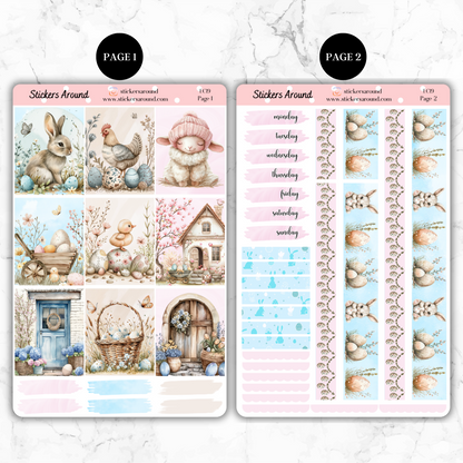 Blue and Pink Easter - Vertical Weekly Kit Planner Stickers (New Format)