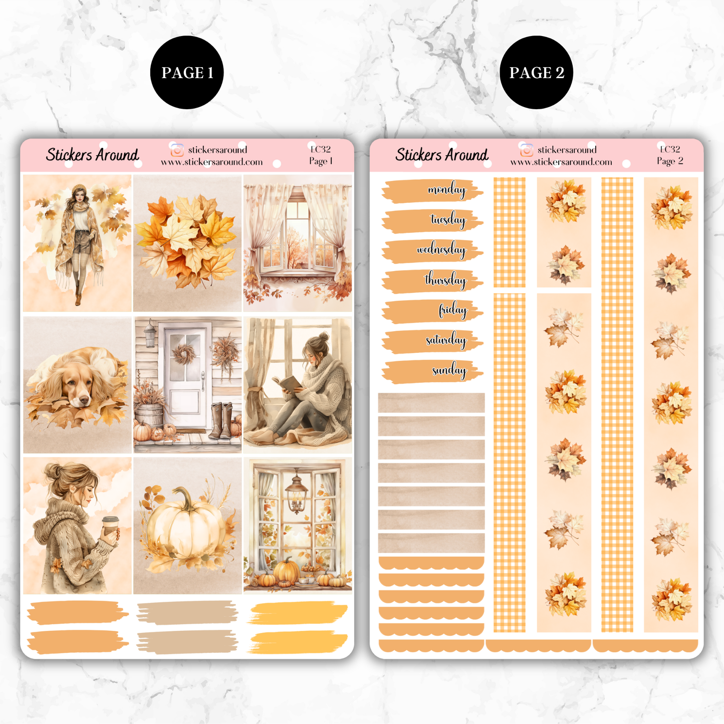 Cozy Autumn/Fall - Vertical Weekly Kit Planner Stickers (New Format)