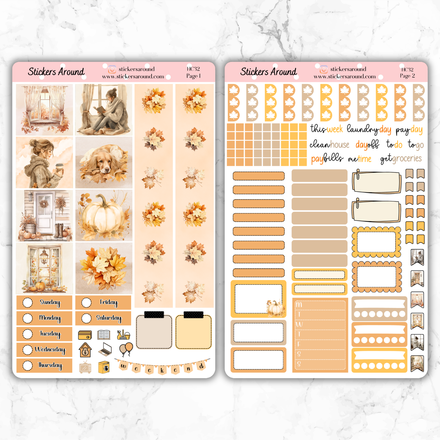 Cozy Autumn/Fall - Hobonichi Cousin Weekly Kit Planner Stickers (New format)