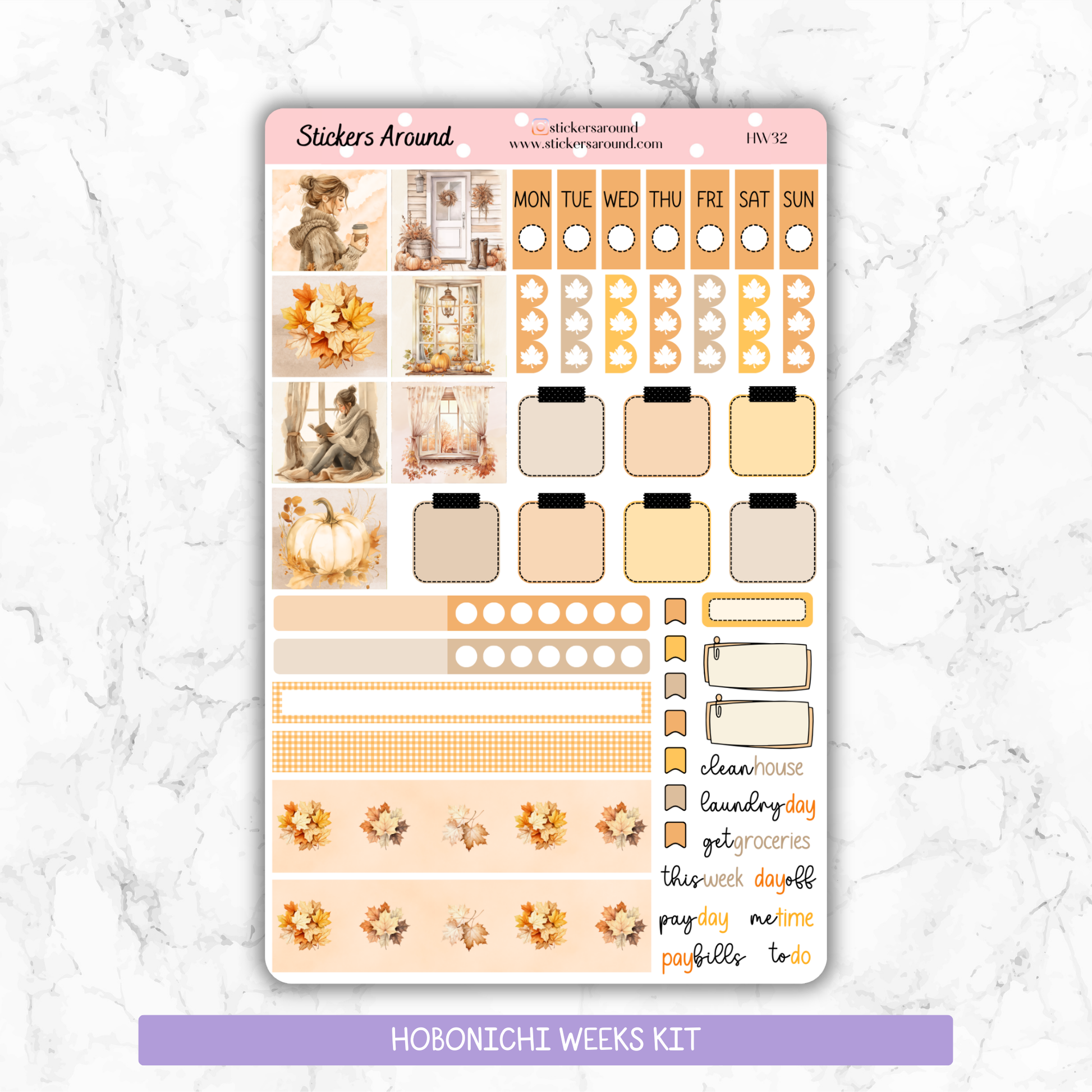 Cozy Autumn/Fall - Hobonichi Weeks Planner Stickers – Stickers Around cozy-autumn-fall-hobonichi-weeks-planner-stickers-stickers-around