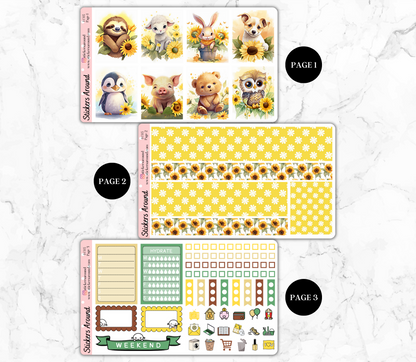 Baby animals and sunflowers Vertical Weekly Kit