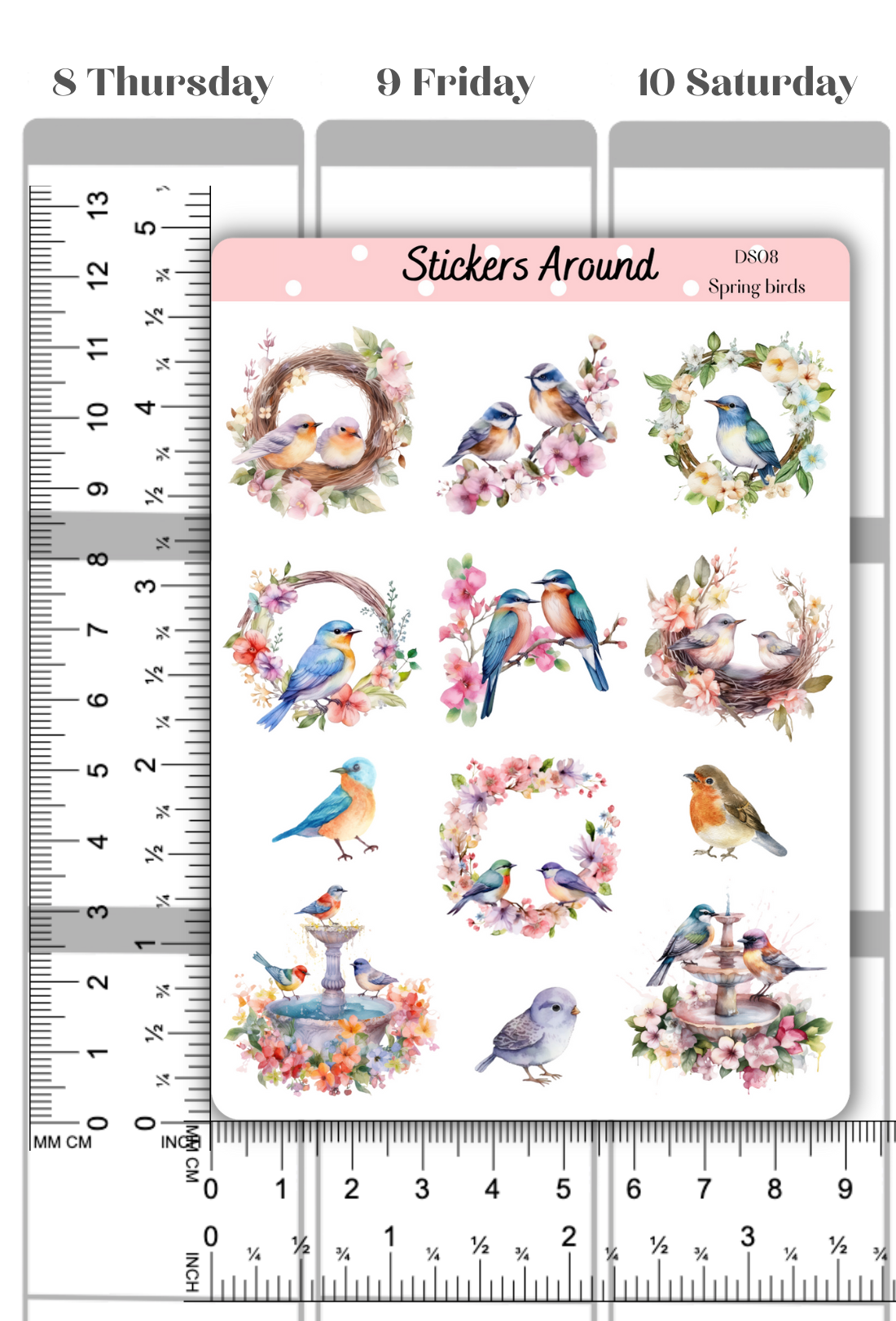 Spring Birds Decorative Sticker Sheet