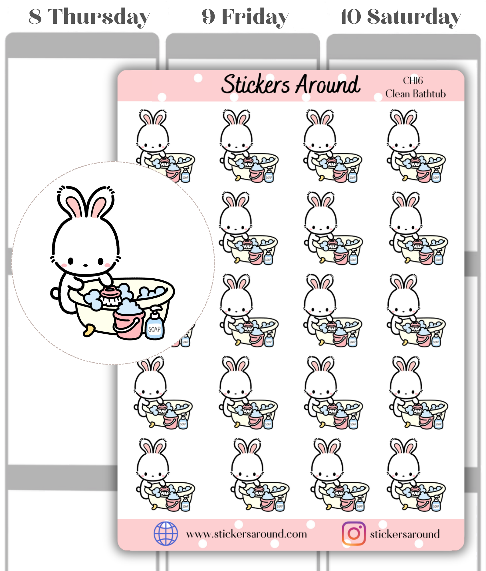 Clean Bathtub Planner Sticker