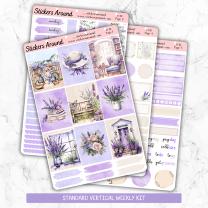 Lavender Field - Vertical Weekly Kit Planner Stickers (New Format)