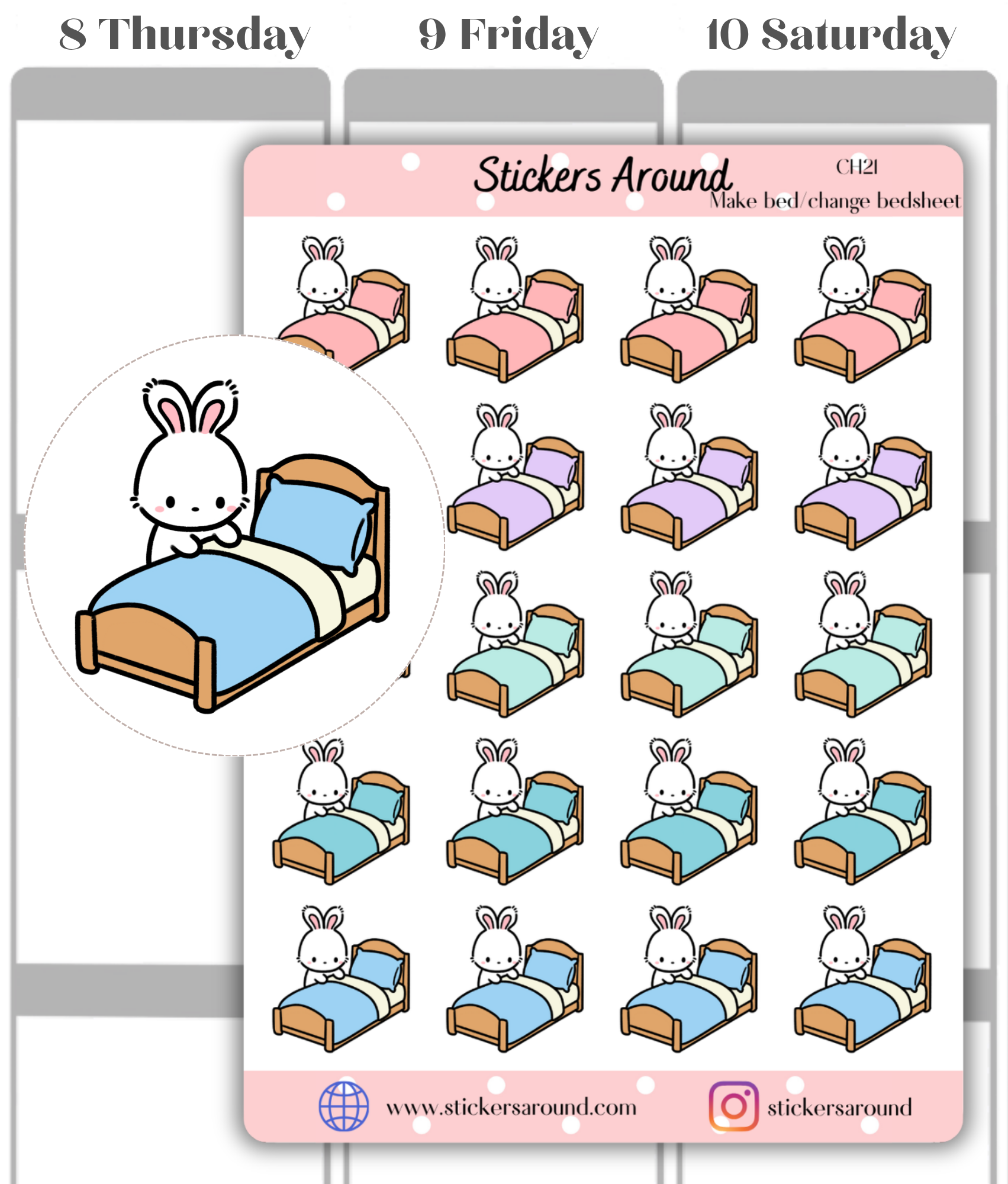 Change Bedsheet Planner Stickers | Make Bed Planner Stickers