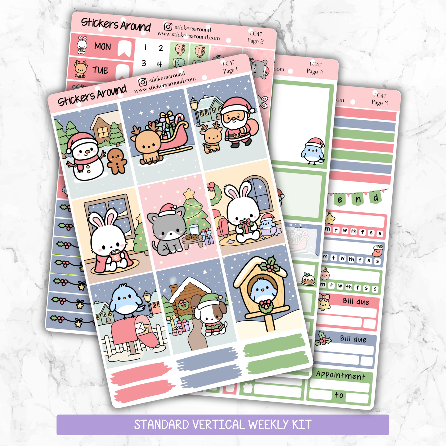 Christmas Eve Vertical Weekly Planner Kit – Kawaii Christmas Planner Stickers
