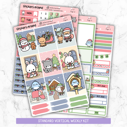 Christmas Eve Vertical Weekly Planner Kit – Kawaii Christmas Planner Stickers