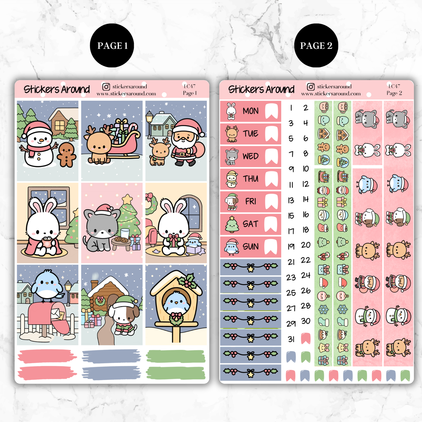 Christmas Eve Vertical Weekly Planner Kit – Kawaii Christmas Planner Stickers