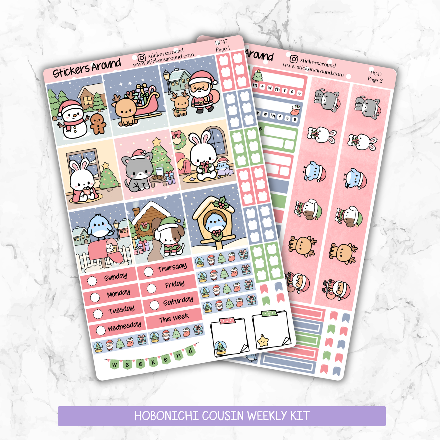 Christmas Eve Hobonichi Cousin Weekly Planner Kit – Kawaii Christmas Planner Stickers