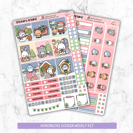 Christmas Eve Hobonichi Cousin Weekly Planner Kit – Kawaii Christmas Planner Stickers