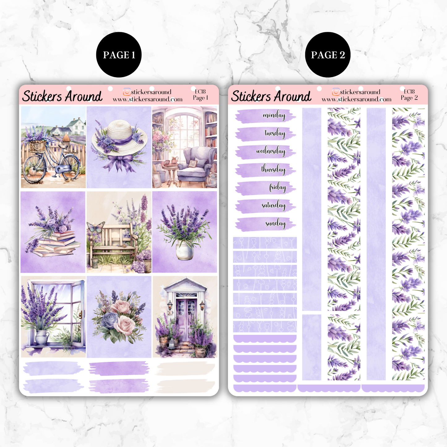 Lavender Field - Vertical Weekly Kit Planner Stickers (New Format)