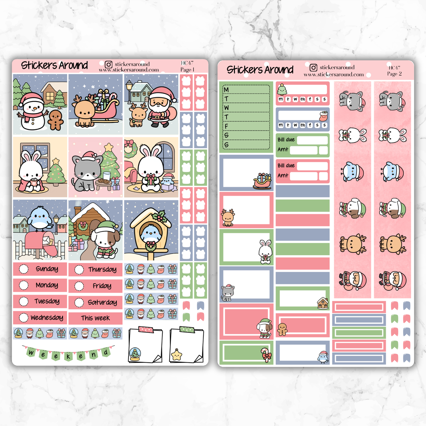 Christmas Eve Hobonichi Cousin Weekly Planner Kit – Kawaii Christmas Planner Stickers