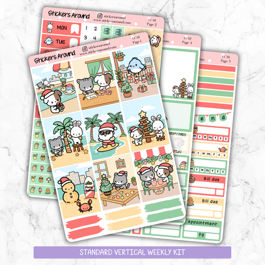 Merry & Sunny Christmas Vertical Weekly Planner Kit – Kawaii Christmas Planner Stickers