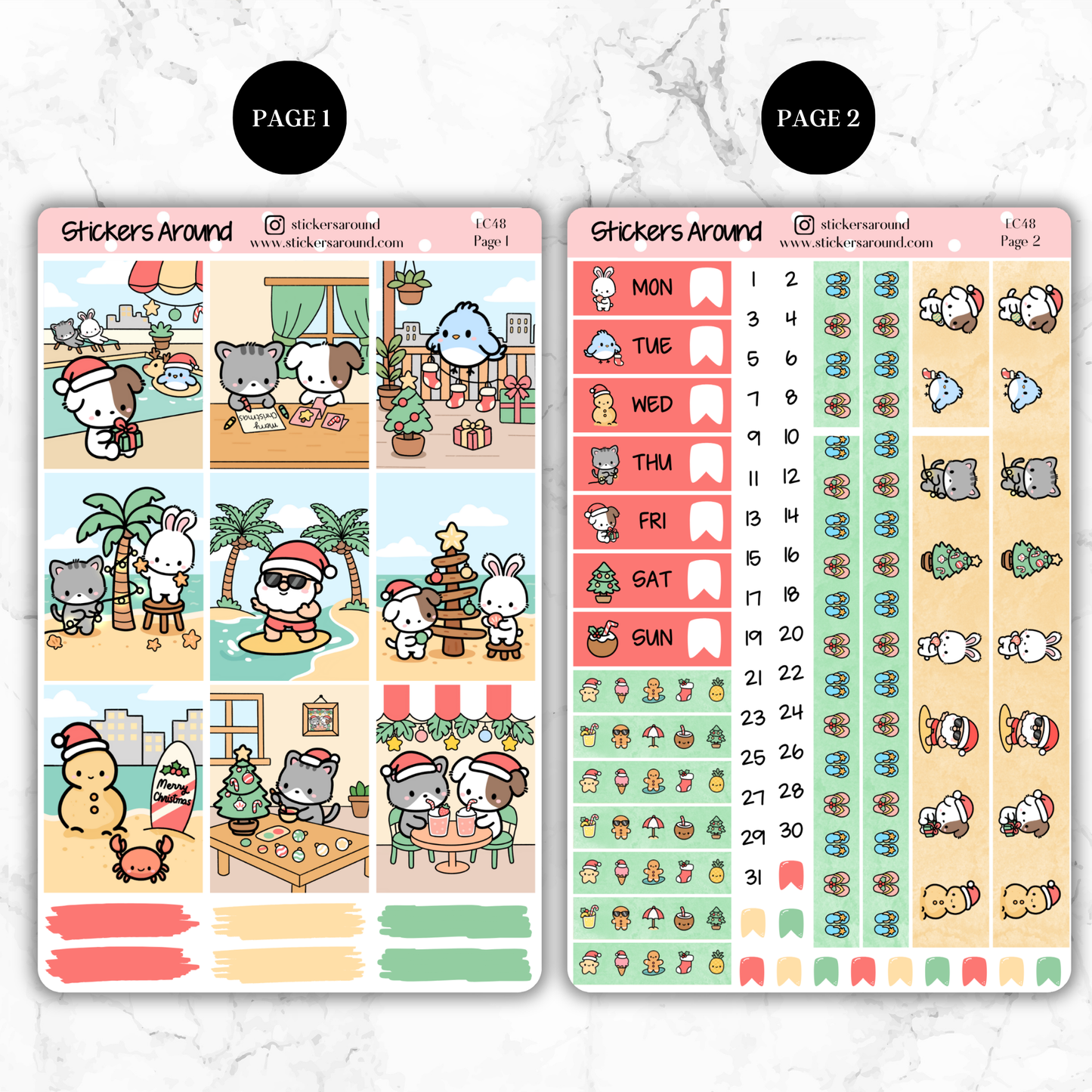 Merry & Sunny Christmas Vertical Weekly Planner Kit – Kawaii Christmas Planner Stickers