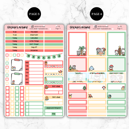 Merry & Sunny Christmas Vertical Weekly Planner Kit – Kawaii Christmas Planner Stickers