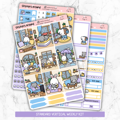 Rainy day – Hand-drawn Vertical Weekly Kit Planner Sticker