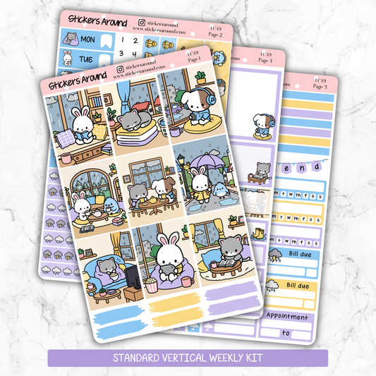 Rainy day – Hand-drawn Vertical Weekly Kit Planner Sticker