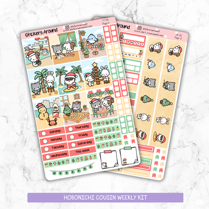 Merry & Sunny Christmas Hobonichi Cousin Weekly Planner Kit – Kawaii Christmas Planner Stickers
