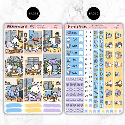 Rainy day – Hand-drawn Vertical Weekly Kit Planner Sticker