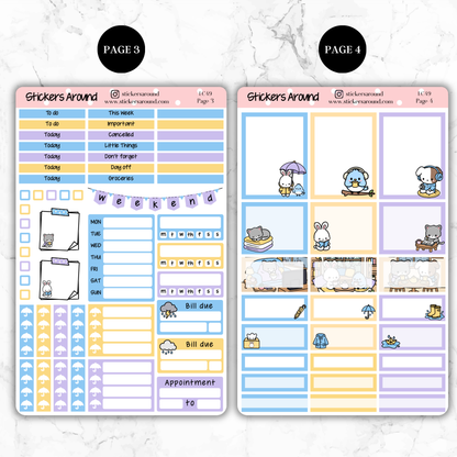 Rainy day – Hand-drawn Vertical Weekly Kit Planner Sticker