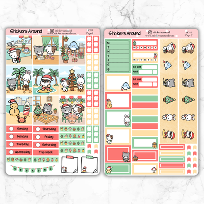 Merry & Sunny Christmas Hobonichi Cousin Weekly Planner Kit – Kawaii Christmas Planner Stickers