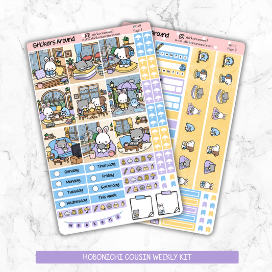 Rainy Day - Hand drawn Hobonichi Cousin Weekly Kit Planner Sticker 