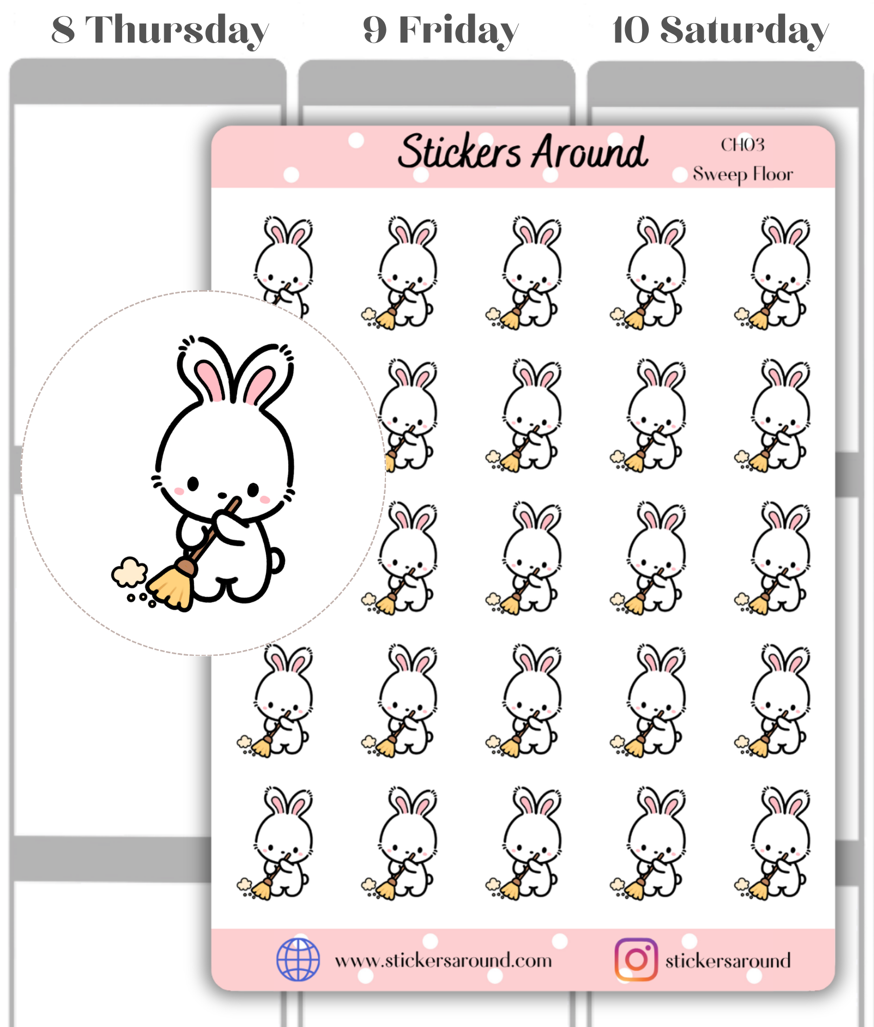 Broom & Sweeping Floor Planner Stickers