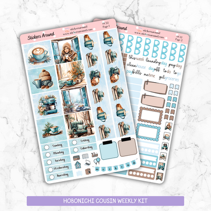 Cozy Winter Coffee - Hobonichi Cousin Weekly Kit Planner Stickers (New format)