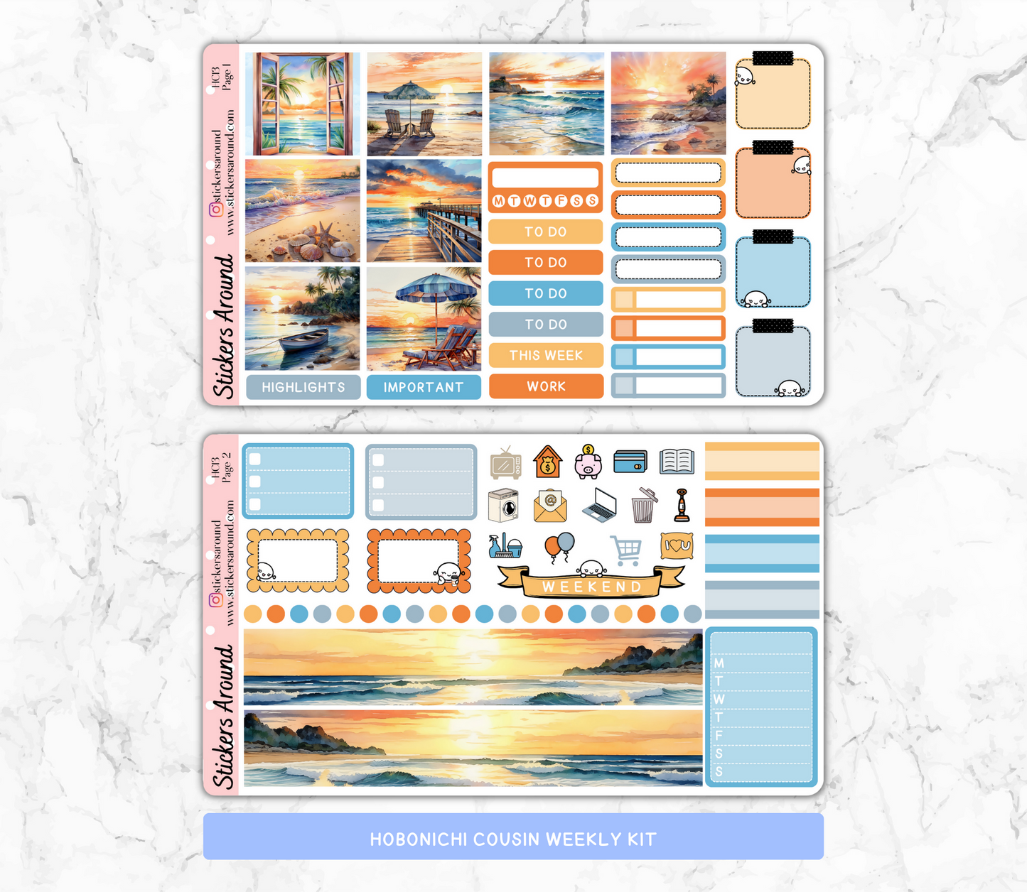 Sunset at the Beach Hobonichi Cousin Weekly Kit