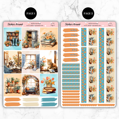 Spring and Reading - Vertical Weekly Kit Planner Stickers (New Format)