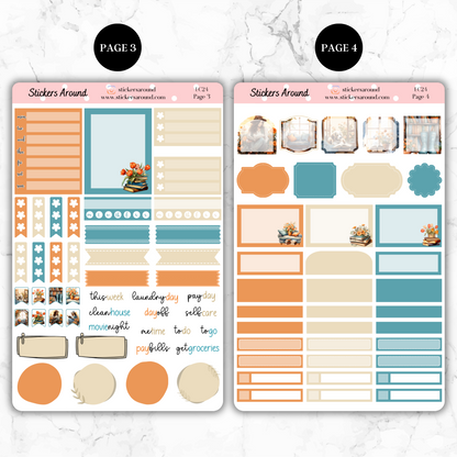 Spring and Reading - Vertical Weekly Kit Planner Stickers (New Format)