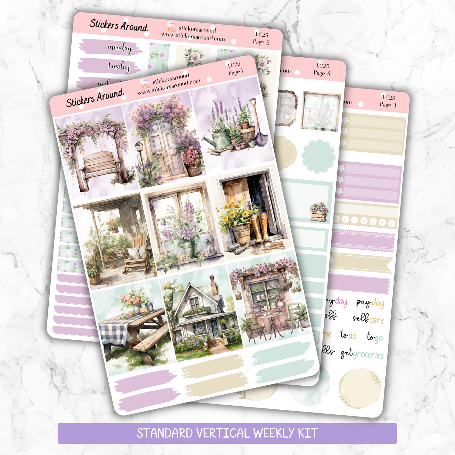 Rustic Spring - Vertical Weekly Kit Planner Stickers (New Format)