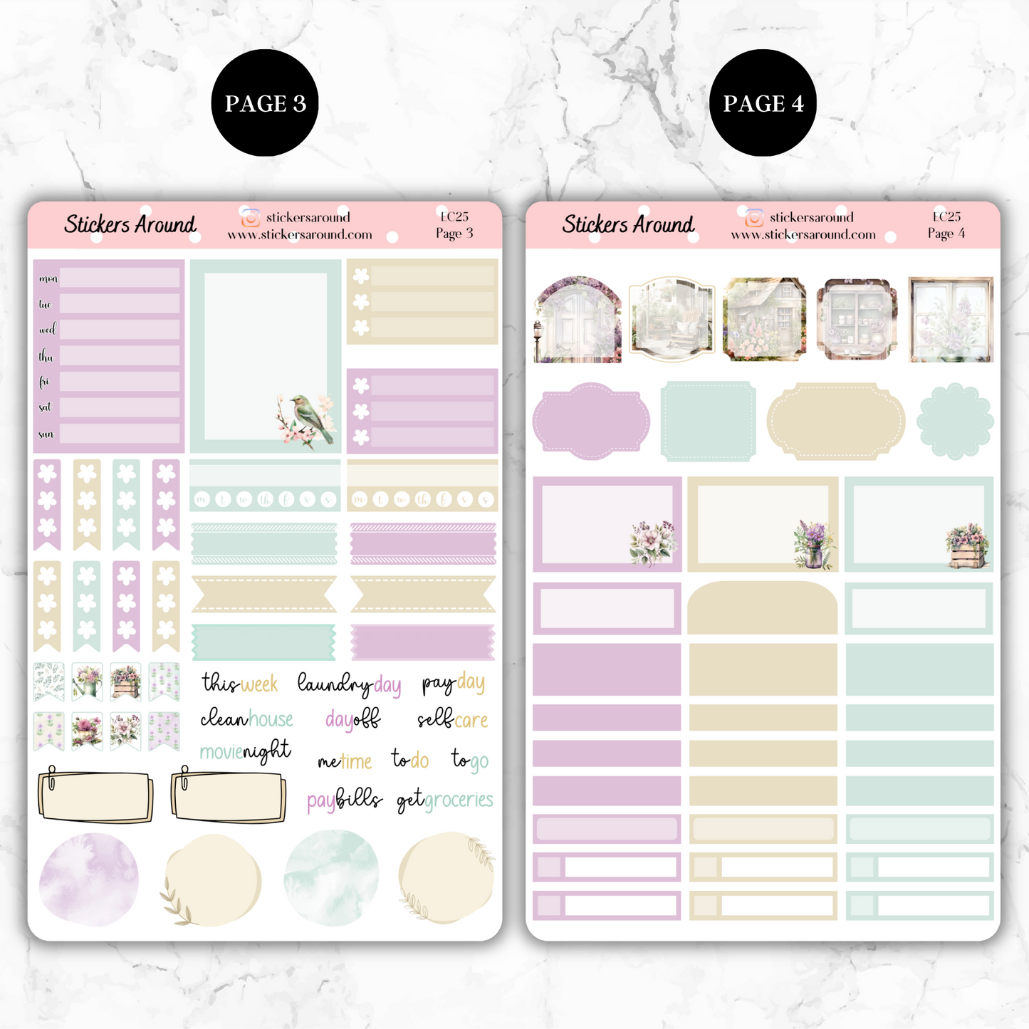 Rustic Spring - Vertical Weekly Kit Planner Stickers (New Format)