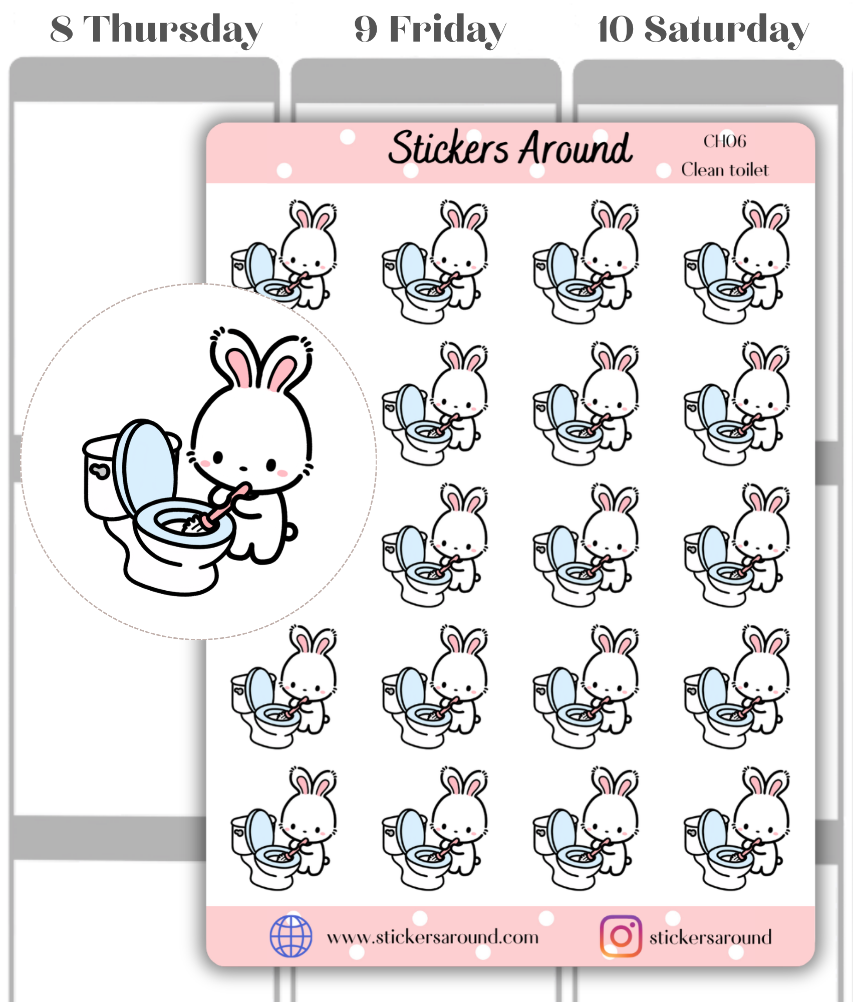 Toilet Cleaning Planner Stickers