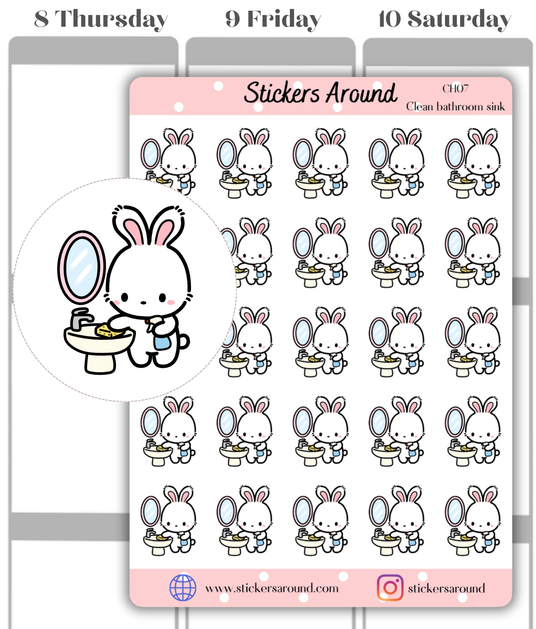 Bathroom Sink Cleaning Planner Stickers