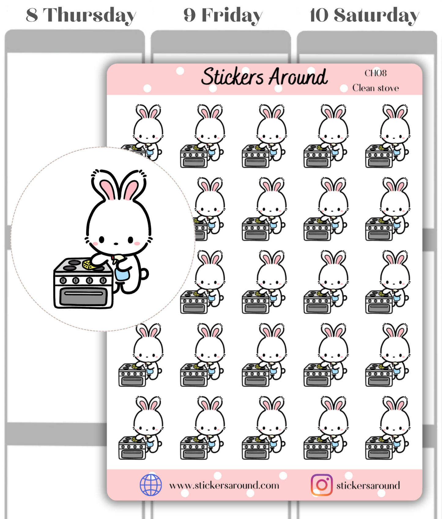 Stove Top Cleaning Planner Stickers