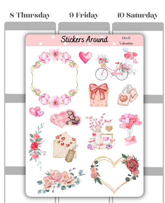 Valentine's day Decorative Sticker Sheet