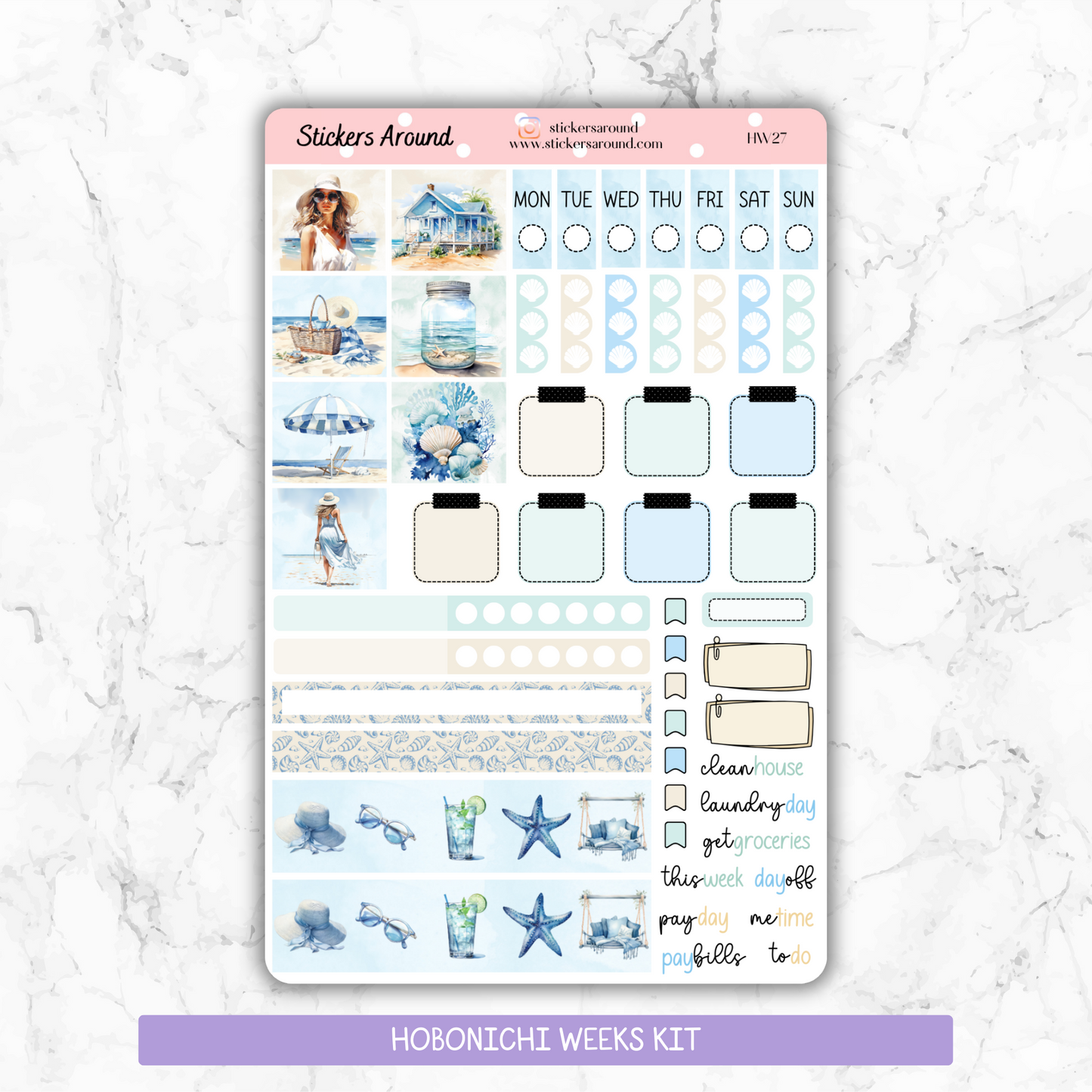 Summer Beach - Hobonichi Weeks Planner Stickers