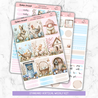 Blue and Pink Easter - Vertical Weekly Kit Planner Stickers (New Format)