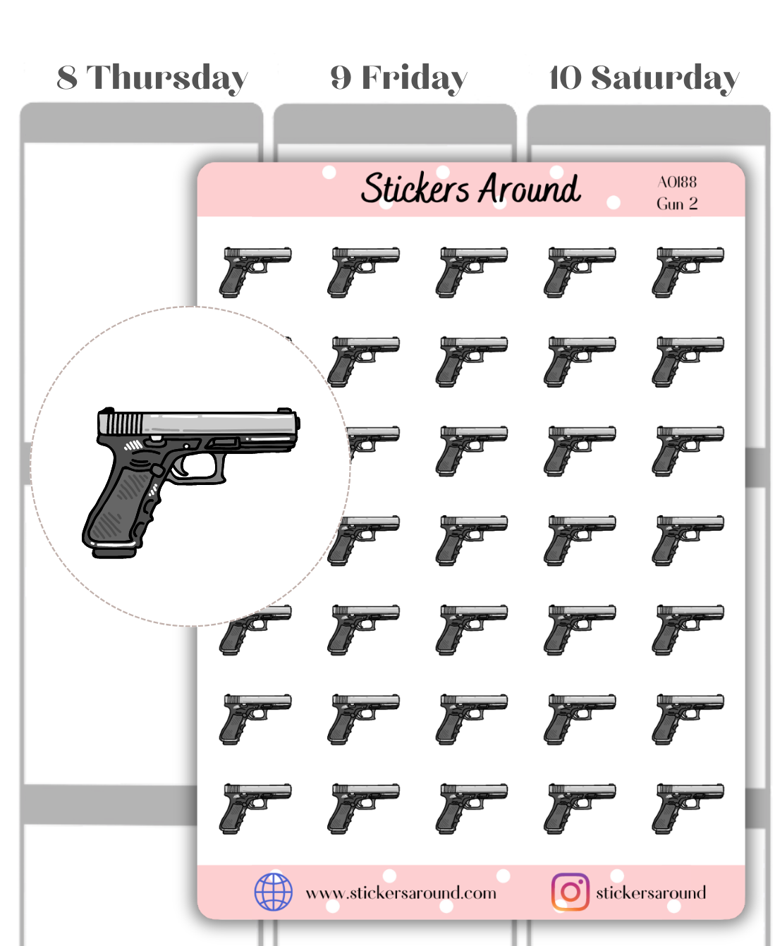 gun icon planner sticker