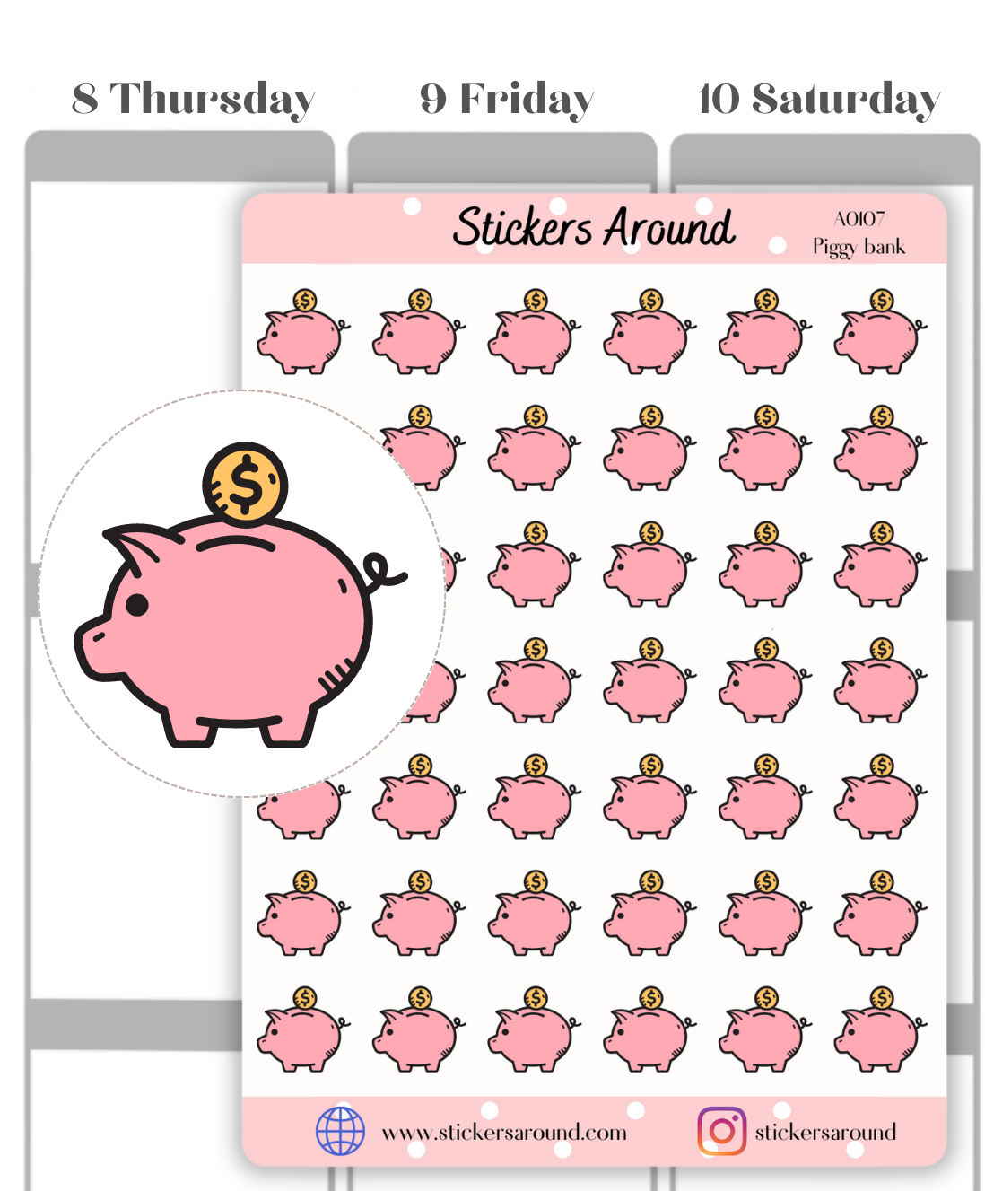 Coin Sticker Bank Piggy Bank Savings Planner Sticker – Stickers Around