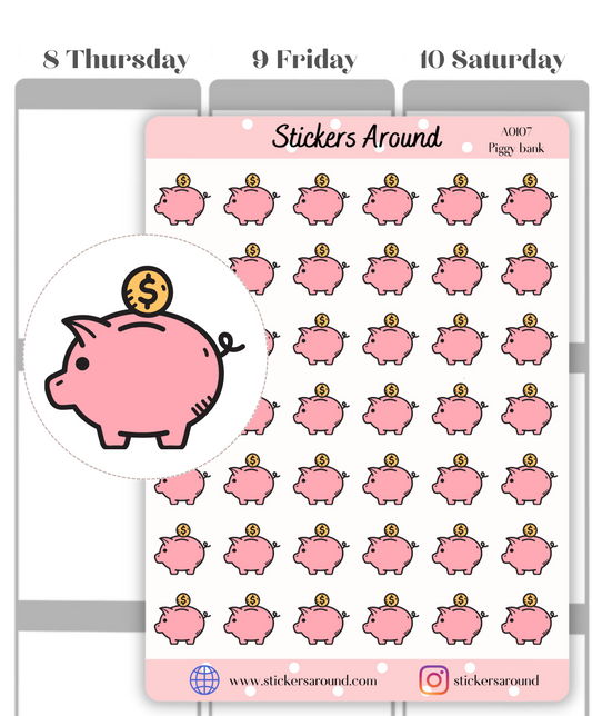 Piggy Bank Savings Planner Sticker