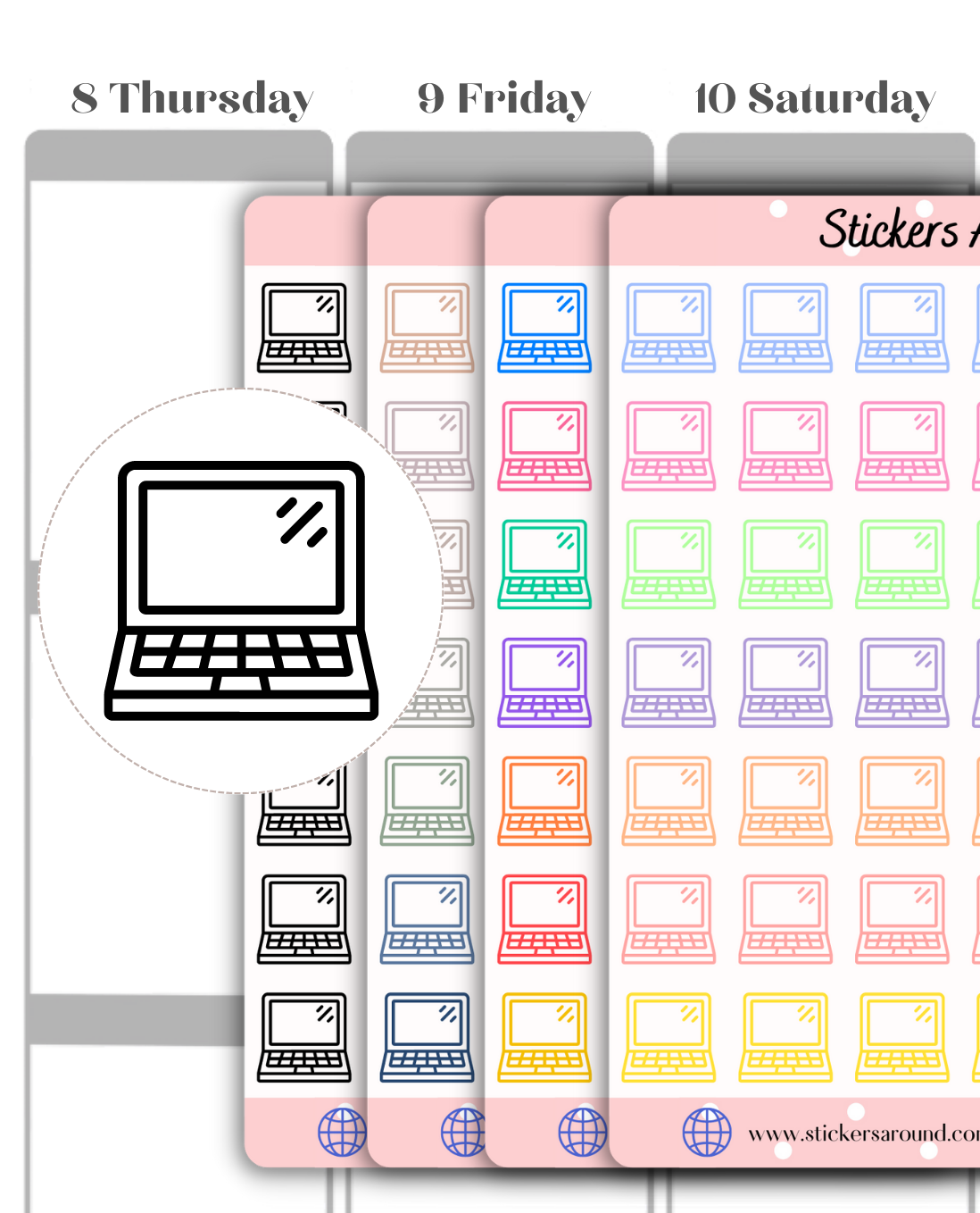 Laptop Icon Planner Stickers – Stickers Around