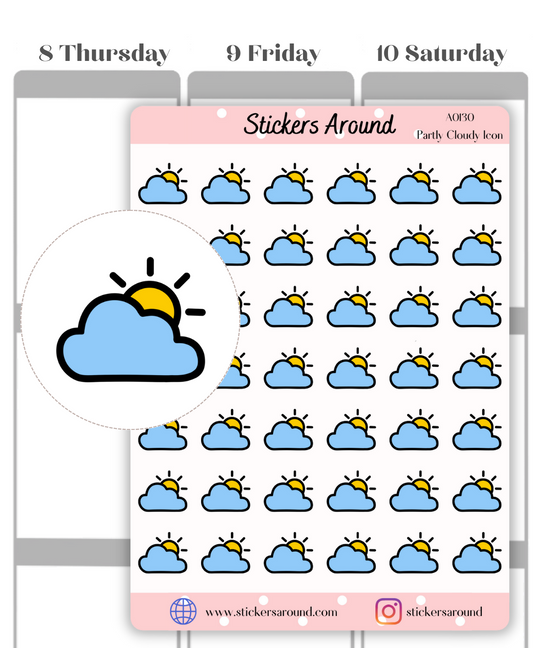 Partly Cloudy Weather Icon Planner Stickers