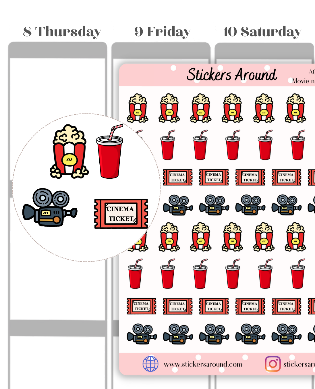 Movie Time Icons Planner Sticker